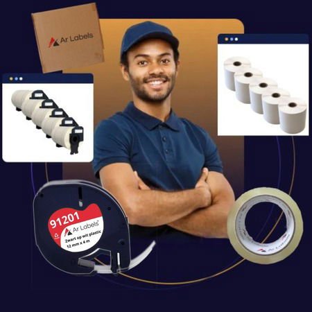 Ar-Labels-hero-450px.jpg Ar Labels Dymo compatible LetraTag labels, transparante tape, verzendetiketten. Kantoorlaneling en verpakkingsoplossingen.